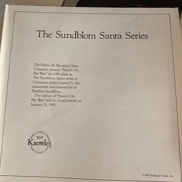 1992 Knowles 'Santa's On His Way' by Haddon Sundblom Plate with Certificate - Picture 6 of 12